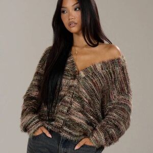 MUSERA Oversized Textured Cardigan Spring Casual Y2k 90's Stripe Knit Airport